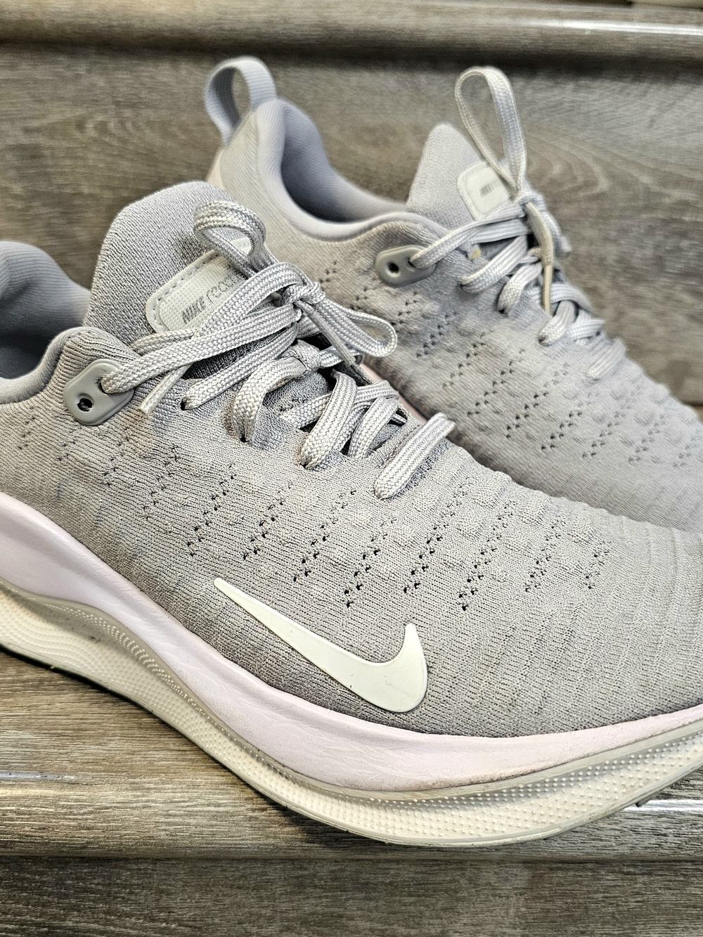 Nike Running Sneakers Women's ReactX Infinity 4 Shoes Gray Knit Gym Fitness